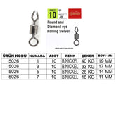 Captain 5026 Elmas Diamond Fırdöndü 10'lu Paket Black Nikel