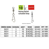 Captain 5031 Hoked Klips 10'lu Paket Black Nikel