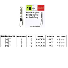 Captain 5037 Double Fırdöndülü Speed Klips 10'lu Paket Black Nikel