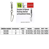 Captain 5038 Double Fırdöndülü Coastlok Klips 10'lu Paket Black Nikel