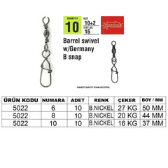 Captain 5022 Germany Klips 10lu Paket Black Nikel