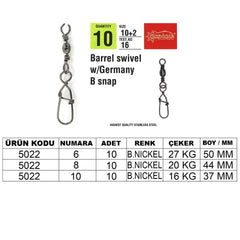 Captain 5022 Germany Klips 10'lu Paket Black Nikel
