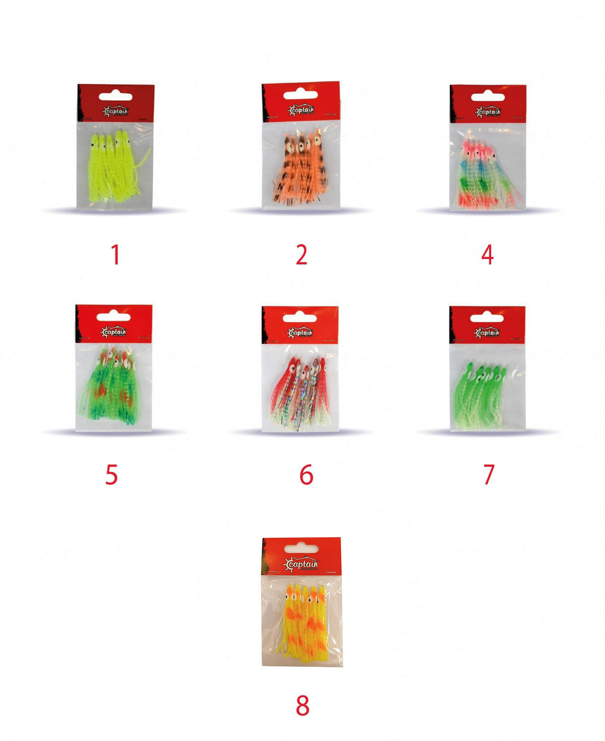 Captain 3594 Octopus Curly 6cm Ahtapot Sübye 5'li Paket Suni Yem