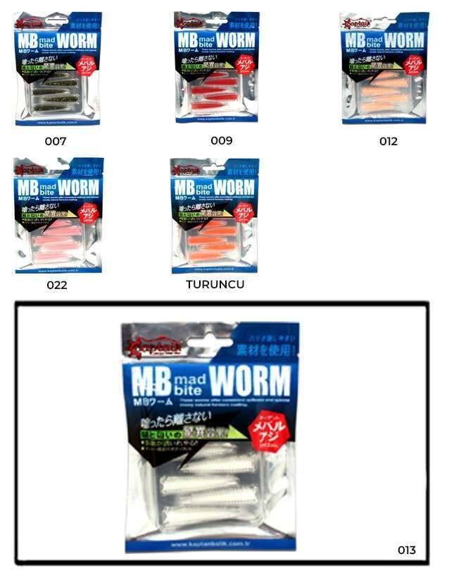 Captain 3518 Mad Bite Earth Worm 4 cm Aromalı LRF Silikon Yem 8li Set