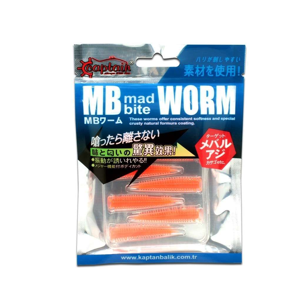 Captain 3518 Mad Bite Earth Worm 4 cm Aromalı LRF Silikon Yem 8li Set
