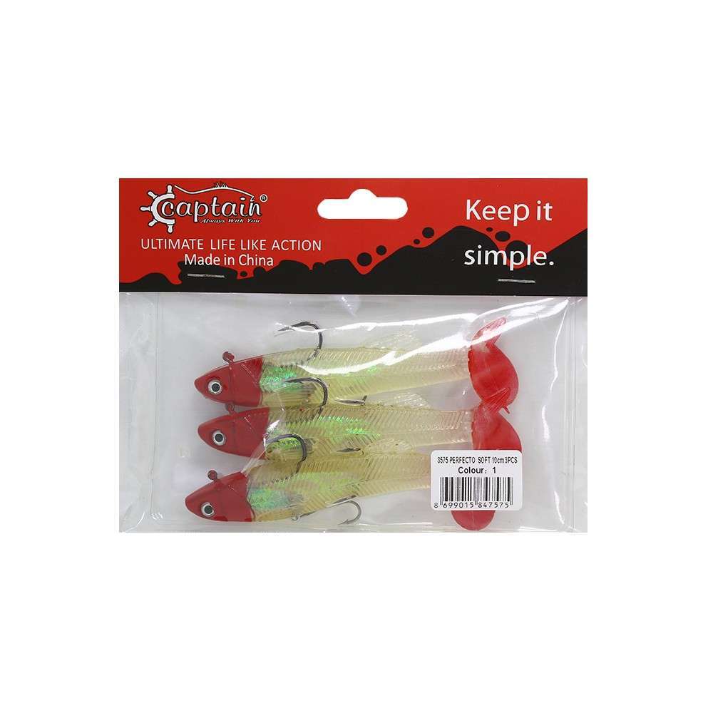 Captain 3575 Perfecto Soft 10cm Turna Silikonu 3lü Paket Suni Balık