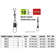 Captain 5021 Kilitli Klips 10lu Paket Black Nikel