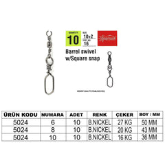 Captain 5024 Square Klips 10lu Paket Black Nikel