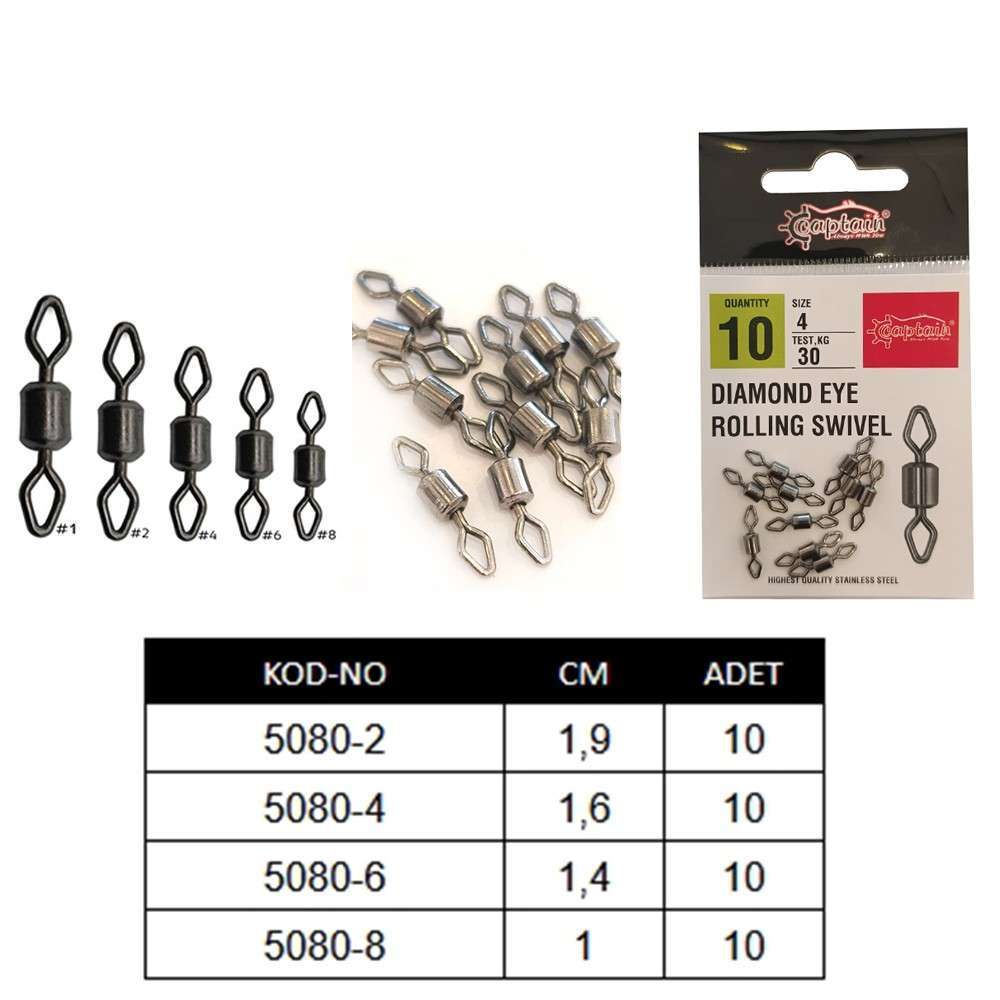 Captain 5080 Elmas Gözlü Fırdöndü 10lu Paket Black Nikel