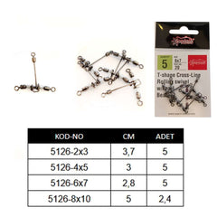 Captain 5126 Üçlü Uzun T Fırdöndü 5li Paket Black Nikel