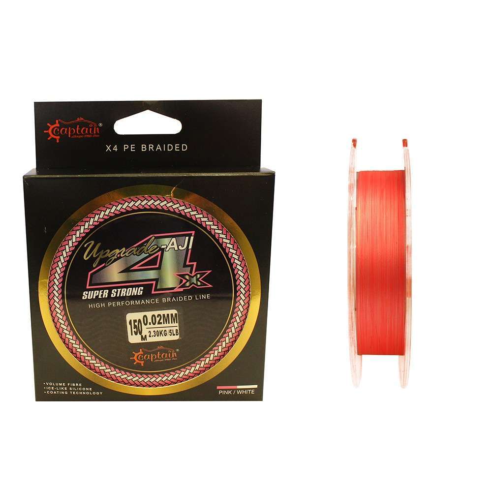 Captain Upgrade Aji PE 4X Slicone Coating İp Misina 150mt Pink White